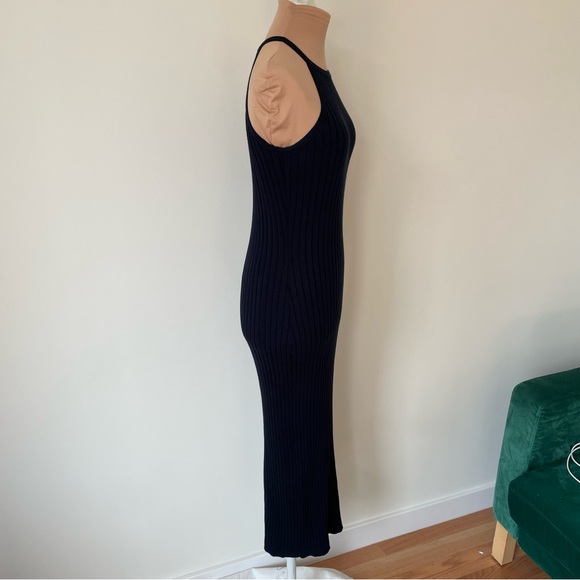 Autumn Cashmere Black Cotton Rib Knit Halter Midi Dress EUC Size Small - Picture 6 of 9